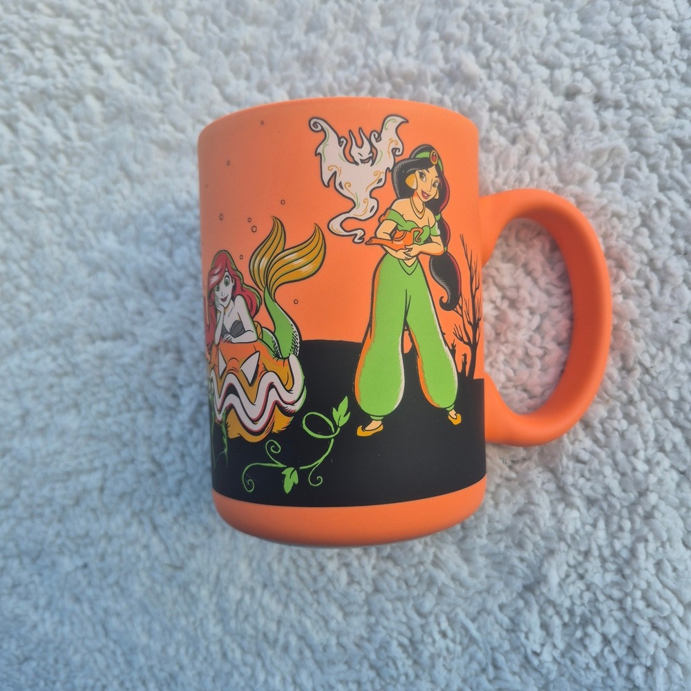 Disney Princess Halloween Mug Ariel Jasmine Orange Ceramic Coffee Cup Spooky